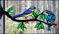 Eastern Bluebirds in Stained Glass by Chippaway Art Glass