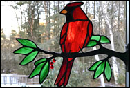 Cardinal in Stained Glass