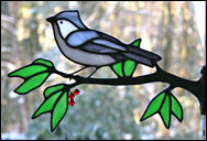 Tufted Titmouse in Stained Glass