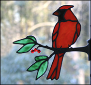 Stained Glass Cardinal with Berries