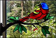 Stained Glass Painted Bunting with Berries