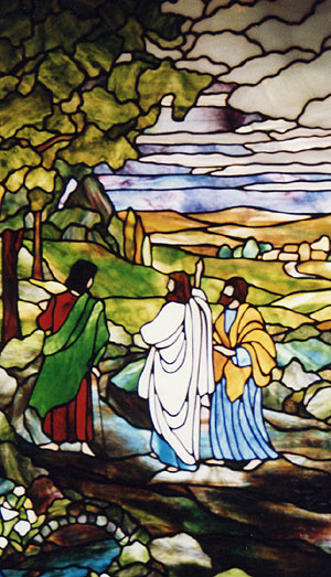 Religious Scene of Jesus and two apostles by Chippaway Art Glass