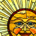 Aztec Sun in Stained Glass by Chippaway Art Glass