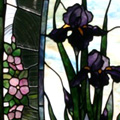 Iris with Pink Flowers for Door in stained glass