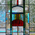 Modern Window with Plum Frame in stained glass
