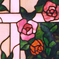 Rose and Lattice Stained Glass Window
